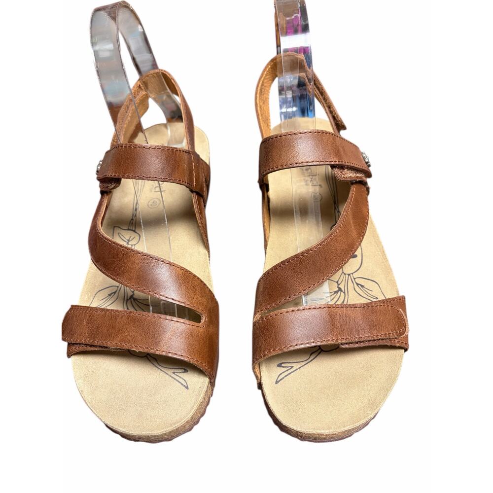 Josef Seibel Brown Leather Comfort Sandals Strappy Adjustable Size 40 - Picture 3 of 9